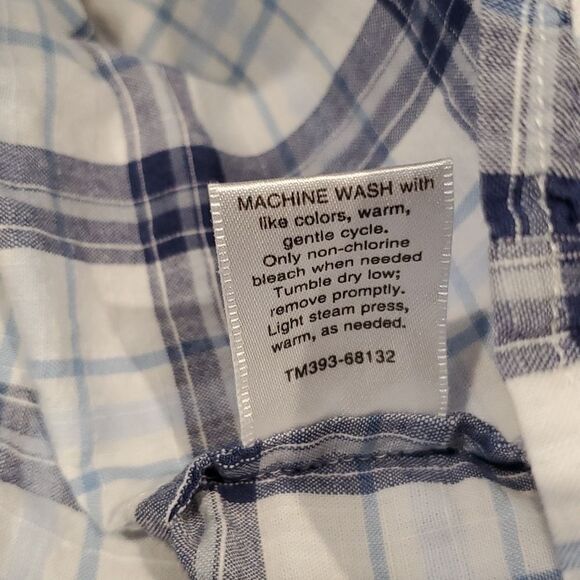 Pendleton Sz XL Ladies White Blue Plaid Casual Button Up Cotton Blouse 824 - Picture 10 of 10